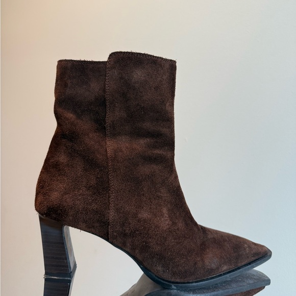 Zara Shoes - Zara Dark Brown Suede Pointed Toe Ankle Boots
